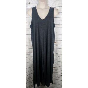 Natural Life Charcoal Gray Jumpsuit One Size Baggy Knit Wide Leg Lounge